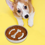 Maxbell Slow Feeder Cat Bowl Interactive Cat Toy Food Container for Puppy Cats Kitty bone