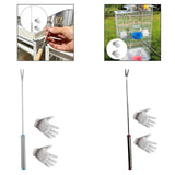 Maxbell Bird Cage Poop Remover Kit Multifunctional 9.2inch Long with Cleaning Gloves Straight Hook