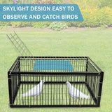Maxbell Bird Cage Portable Metal Automatic Pigeons Collector for Feral Parrots Doves with skylight 4 Entrance
