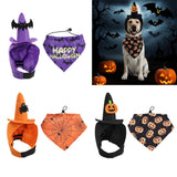 Maxbell Halloween Pet Costume Hat and Bandana Set Cute Fancy Dress up for Dog Cats Purple S
