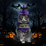 Maxbell Halloween Pet Costume Hat and Bandana Set Cute Fancy Dress up for Dog Cats Purple S