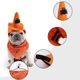 Maxbell Halloween Pet Costume Hat and Bandana Set Cute Fancy Dress up for Dog Cats Orange S