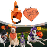 Maxbell Halloween Pet Costume Hat and Bandana Set Cute Fancy Dress up for Dog Cats Orange L