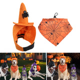 Maxbell Halloween Pet Costume Hat and Bandana Set Cute Fancy Dress up for Dog Cats Orange L