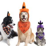 Maxbell Halloween Pet Costume Hat and Bandana Set Cute Fancy Dress up for Dog Cats Orange L