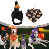 Maxbell Halloween Pet Costume Hat and Bandana Set Cute Fancy Dress up for Dog Cats Black L