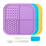 Maxbell 2Pcs Dog Slow Feeder Pad Food Dispenser Pad for Bathing Small and Large Dogs violet and blue