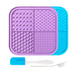 Maxbell 2Pcs Dog Slow Feeder Pad Food Dispenser Pad for Bathing Small and Large Dogs violet and blue