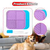 Maxbell 2Pcs Dog Slow Feeder Pad Food Dispenser Pad for Bathing Small and Large Dogs violet and blue