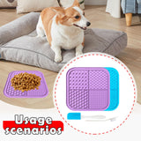 Maxbell 2Pcs Dog Slow Feeder Pad Food Dispenser Pad for Bathing Small and Large Dogs violet and blue