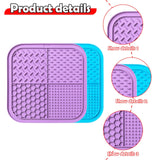 Maxbell 2Pcs Dog Slow Feeder Pad Food Dispenser Pad for Bathing Small and Large Dogs violet and blue