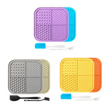 Maxbell 2Pcs Dog Slow Feeder Pad Food Dispenser Pad for Bathing Small and Large Dogs violet and blue