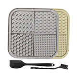 Maxbell 2Pcs Dog Slow Feeder Pad Food Dispenser Pad for Bathing Small and Large Dogs gray and Khaki