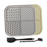 Maxbell 2Pcs Dog Slow Feeder Pad Food Dispenser Pad for Bathing Small and Large Dogs gray and Khaki