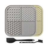 Maxbell 2Pcs Dog Slow Feeder Pad Food Dispenser Pad for Bathing Small and Large Dogs gray and Khaki