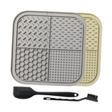 Maxbell 2Pcs Dog Slow Feeder Pad Food Dispenser Pad for Bathing Small and Large Dogs gray and Khaki