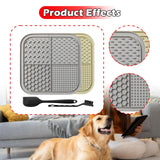 Maxbell 2Pcs Dog Slow Feeder Pad Food Dispenser Pad for Bathing Small and Large Dogs gray and Khaki