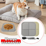 Maxbell 2Pcs Dog Slow Feeder Pad Food Dispenser Pad for Bathing Small and Large Dogs gray and Khaki