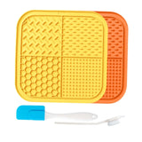Maxbell 2Pcs Dog Slow Feeder Pad Food Dispenser Pad for Bathing Small and Large Dogs Orange and yellow