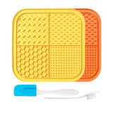 Maxbell 2Pcs Dog Slow Feeder Pad Food Dispenser Pad for Bathing Small and Large Dogs Orange and yellow