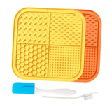 Maxbell 2Pcs Dog Slow Feeder Pad Food Dispenser Pad for Bathing Small and Large Dogs Orange and yellow