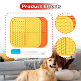 Maxbell 2Pcs Dog Slow Feeder Pad Food Dispenser Pad for Bathing Small and Large Dogs Orange and yellow