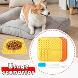 Maxbell 2Pcs Dog Slow Feeder Pad Food Dispenser Pad for Bathing Small and Large Dogs Orange and yellow