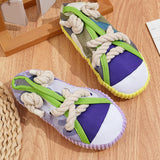 Maxbell Dog Chew Toy Exercise Playing Canvas Shoe Shape Tough Indestructible Tug Toy Purple