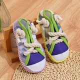 Maxbell Dog Chew Toy Exercise Playing Canvas Shoe Shape Tough Indestructible Tug Toy Purple