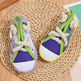 Maxbell Dog Chew Toy Exercise Playing Canvas Shoe Shape Tough Indestructible Tug Toy Purple
