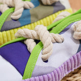 Maxbell Dog Chew Toy Exercise Playing Canvas Shoe Shape Tough Indestructible Tug Toy Purple