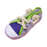Maxbell Dog Chew Toy Exercise Playing Canvas Shoe Shape Tough Indestructible Tug Toy Purple