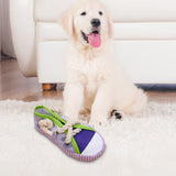 Maxbell Dog Chew Toy Exercise Playing Canvas Shoe Shape Tough Indestructible Tug Toy Purple