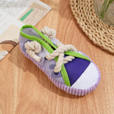 Maxbell Dog Chew Toy Exercise Playing Canvas Shoe Shape Tough Indestructible Tug Toy Purple