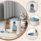Maxbell Automatic Pet Feeder and Waterer for Indoor Cats and Small Dogs Puppy Kitten Blue