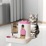Maxbell Automatic Pet Feeder and Waterer for Indoor Cats and Small Dogs Puppy Kitten Pink