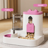 Maxbell Automatic Pet Feeder and Waterer for Indoor Cats and Small Dogs Puppy Kitten Pink