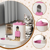 Maxbell Automatic Pet Feeder and Waterer for Indoor Cats and Small Dogs Puppy Kitten Pink