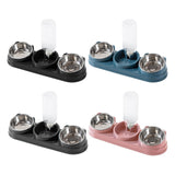Maxbell Triple Cat Bowls 15°tilted Cat Food Water Bowl for Hamster Small Dogs Kitten black