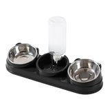 Maxbell Triple Cat Bowls 15°tilted Cat Food Water Bowl for Hamster Small Dogs Kitten black