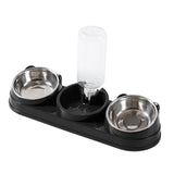 Maxbell Triple Cat Bowls 15°tilted Cat Food Water Bowl for Hamster Small Dogs Kitten black