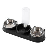 Maxbell Triple Cat Bowls 15°tilted Cat Food Water Bowl for Hamster Small Dogs Kitten black