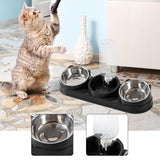 Maxbell Triple Cat Bowls 15°tilted Cat Food Water Bowl for Hamster Small Dogs Kitten black