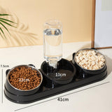 Maxbell Triple Cat Bowls 15°tilted Cat Food Water Bowl for Hamster Small Dogs Kitten black