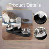 Maxbell Triple Cat Bowls 15°tilted Cat Food Water Bowl for Hamster Small Dogs Kitten black