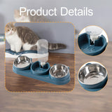 Maxbell Triple Cat Bowls 15°tilted Cat Food Water Bowl for Hamster Small Dogs Kitten dark blue