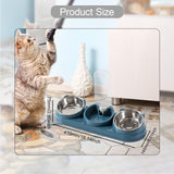 Maxbell Triple Cat Bowls 15°tilted Cat Food Water Bowl for Hamster Small Dogs Kitten dark blue