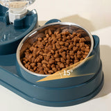 Maxbell Triple Cat Bowls 15°tilted Cat Food Water Bowl for Hamster Small Dogs Kitten dark blue