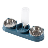 Maxbell Triple Cat Bowls 15°tilted Cat Food Water Bowl for Hamster Small Dogs Kitten dark blue