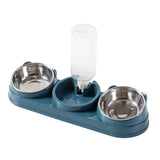 Maxbell Triple Cat Bowls 15°tilted Cat Food Water Bowl for Hamster Small Dogs Kitten dark blue
